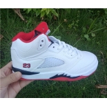 Wholesale Cheap Kids Air Jordan 5 Retro Shoes White/red-black