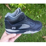 Wholesale Cheap Kids Air Jordan 5 Shoes Black/grey-white