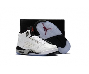 Wholesale Cheap Kids Air Jordan 5 White Cement White/Grey Cement-Red