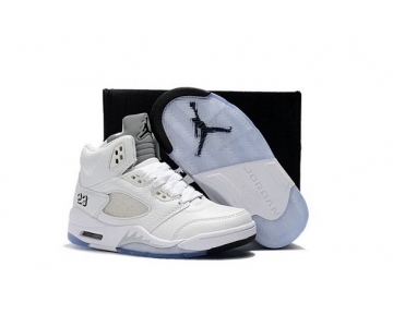 Wholesale Cheap Kids Air Jordan 5 White Metallic White/Silver-Grey