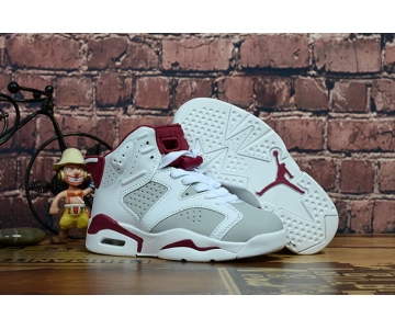 Wholesale Cheap Kids Air Jordan 6 Alternate Hare White/Grey-Deep Red