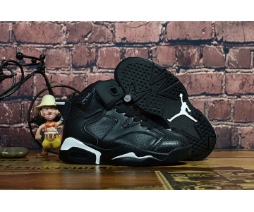 Wholesale Cheap Kids Air Jordan 6 Black Cat Black/White