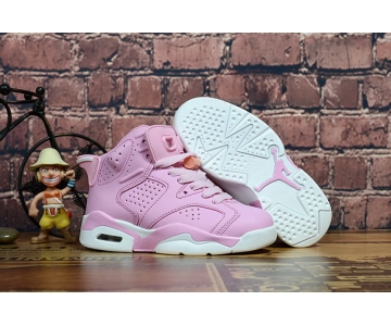 Wholesale Cheap Kids Air Jordan 6 Retro Shoes Pink/White