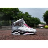 Wholesale Cheap Kids Air Jordan 6 VI Shoes Metallic silver/pink-black