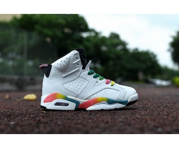 Wholesale Cheap Kids Air Jordan 6 VI Shoes White/Multi color