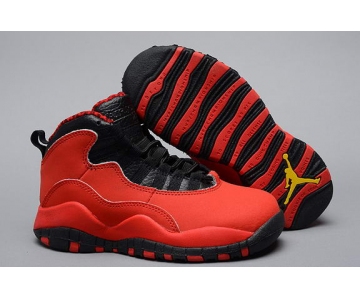 Wholesale Cheap Air Jordan 10 Retro Kids Shoes Red/black