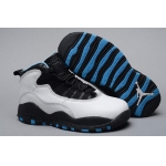 Wholesale Cheap Air Jordan 10 Retro Kids Shoes White/black-blue