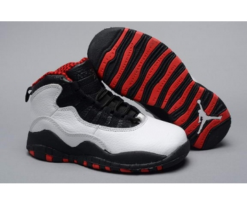 Wholesale Cheap Air Jordan 10 Retro Kids Shoes White/black-red