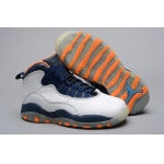 Wholesale Cheap Air Jordan 10 Retro Kids Shoes White/blue-orange