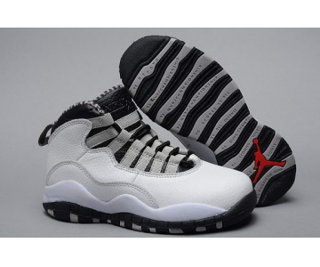 Wholesale Cheap Air Jordan 10 Retro Kids Shoes White/gray-black