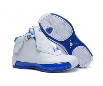 Wholesale Cheap Air Jordan 18 Kid Shoes White/Blue