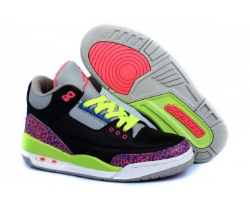 Wholesale Cheap Air Jordan 3 (III) Kids Shoes black/pink cement-gray-blue