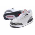 Wholesale Cheap Air Jordan 3 Kids Shoes White/gray cement-red