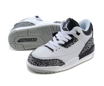 Wholesale Cheap Air Jordan 3 Kids Wolf Grey White/Black