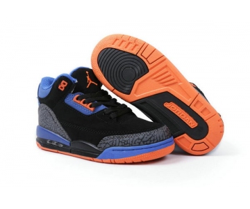 Wholesale Cheap Air Jordan III Kid Shoes Blue/Black/Orange
