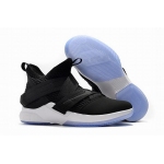 Wholesale Cheap Nike Lebron James Soldier 12 Shoes Black White Black-logo