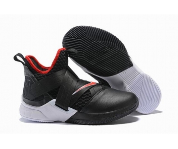 Wholesale Cheap Nike Lebron James Soldier 12 Shoes Black White Red