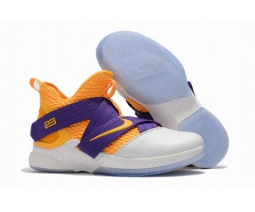 Wholesale Cheap Nike Lebron James Soldier 12 Shoes Yellow Purple White