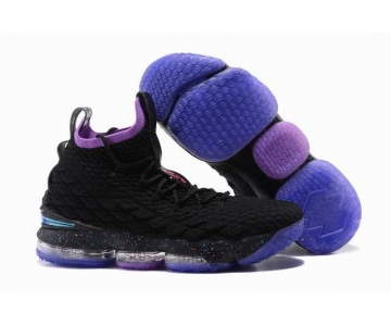 Wholesale Cheap Nike Lebron James 15 Air Cushion Shoes Black Purple Dream-Broken logo