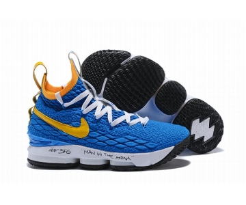 Wholesale Cheap Nike Lebron James 15 Air Cushion Shoes Blue Yellow