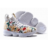 Wholesale Cheap Nike Lebron James 15 Air Cushion Shoes Flowers and Plants White
