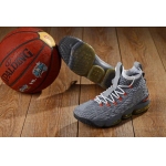 Wholesale Cheap Nike Lebron James 15 Air Cushion Shoes Grey Orange