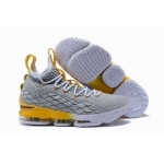 Wholesale Cheap Nike Lebron James 15 Air Cushion Shoes Grey Yellow