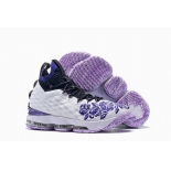 Wholesale Cheap Nike Lebron James 15 Air Cushion Shoes Lakers Flowers and Plants White Purple