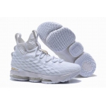 Wholesale Cheap Nike Lebron James 15 Air Cushion Shoes White Gold