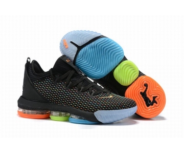 Wholesale Cheap Nike Lebron James 16 Air Cushion Low Shoes Black Rainbow