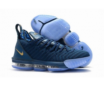 Wholesale Cheap Nike Lebron James 16 Air Cushion Shoes Philippines Blue Gold