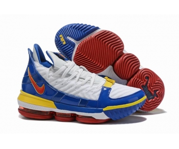 Wholesale Cheap Nike Lebron James 16 Air Cushion Shoes Superman White Blue