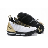 Wholesale Cheap Nike Lebron James 16 Air Cushion Shoes White Gold Champion