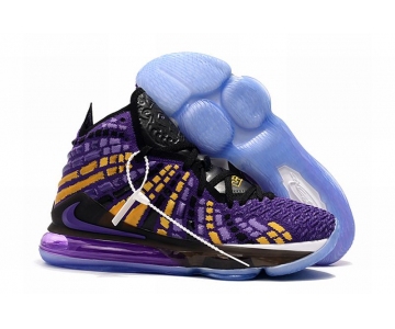 Wholesale Cheap Nike Lebron James 17 Air Cushion Shoes Black Yellow Purple