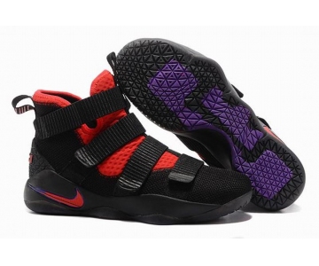 Wholesale Cheap Nike Lebron James Soldier 11 Shoes Black Red Purple