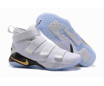 Wholesale Cheap Nike Lebron James Soldier 11 Shoes White Gold