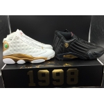 Wholesale Cheap Jordan 13&14 Retro DMP Pack Shoes White Gold/Black Gold