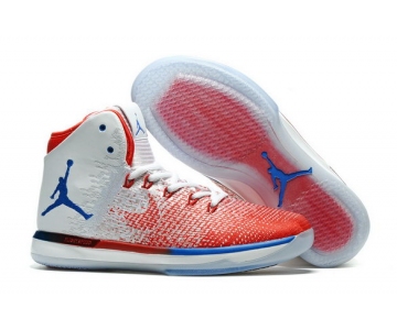 Wholesale Cheap Men's Air Jordan 31 Shoes White/red-blue