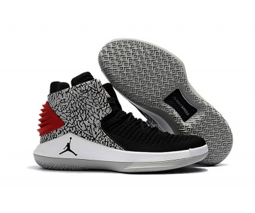 Wholesale Cheap Air Jordan 32 XXXII Shoes Black/red-white-grey cement