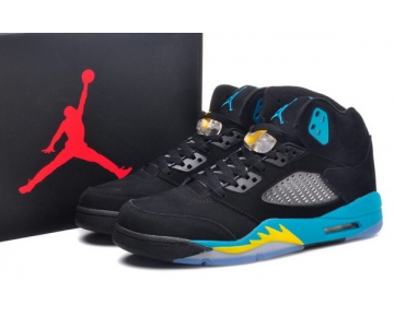 Wholesale Cheap Air Jordan 5 Gamma Blue Shoes Black/gamma blue-corn yellow