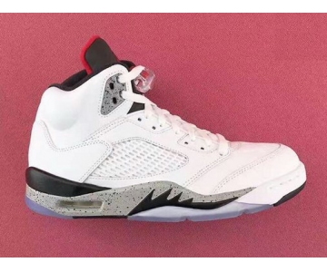 Wholesale Cheap Air Jordan 5 White Cement White/University Red-Black-Silver