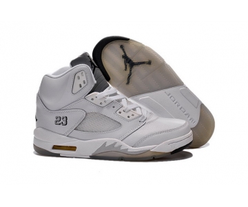 Wholesale Cheap Air Jordan 5 white metallic Shoes White/silver