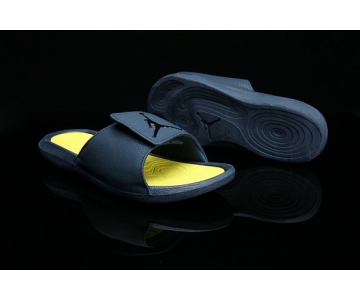 Wholesale Cheap Air Jordan Hydro 6 Sandals Shoes Dark Blue/Yellow-Black