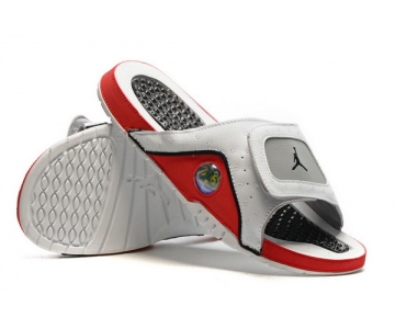 Wholesale Cheap Jordan 13 slipper Shoes White/Red-Grey