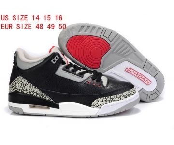 Wholesale Cheap Air Jordan 3 Big Size 14 15 16 Black/Cement grey-white-red