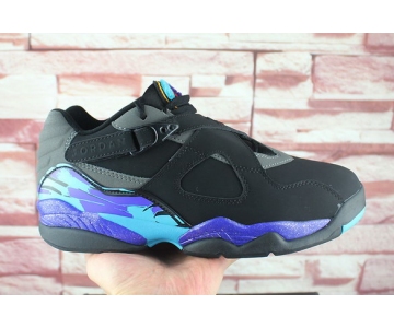 Wholesale Cheap Air Jordan 8 Low Aqua Black/Ture Blue-Grey