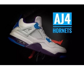 Wholesale Cheap Air Jordan 4 Hornets White/blue-purple