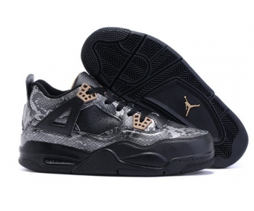 Wholesale Cheap Air Jordan 4 Snake Shoes Black/silver-gold