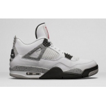 Wholesale Cheap Air Jordan 4 White Cement AIR logo on the heel White/Fire Red-Tech Grey-Black