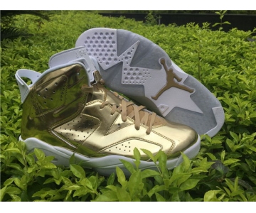 Wholesale Cheap Air Jordan 6 Pinnacle Metallic Gold/White